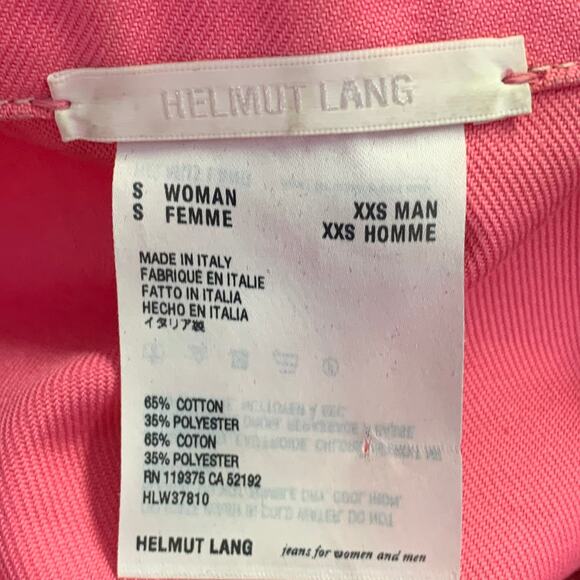 HELMUT LANG Size S Femme Trucker Pink Cotton Blend Cropped Denim Jacket - Picture 5 of 5